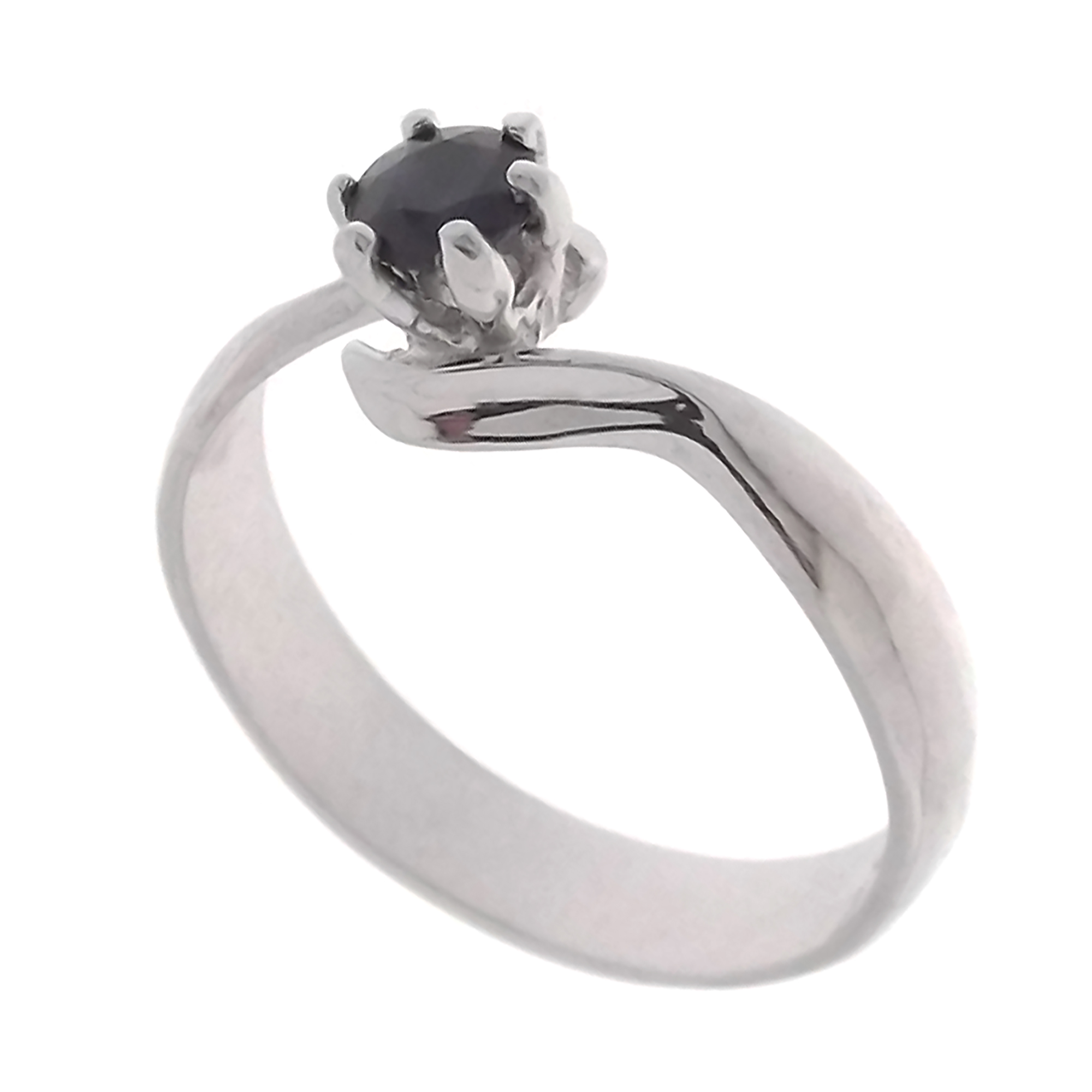 Anello solitario da donna in argento 925 con Zaffiro Naturale rodiato oro bianco
